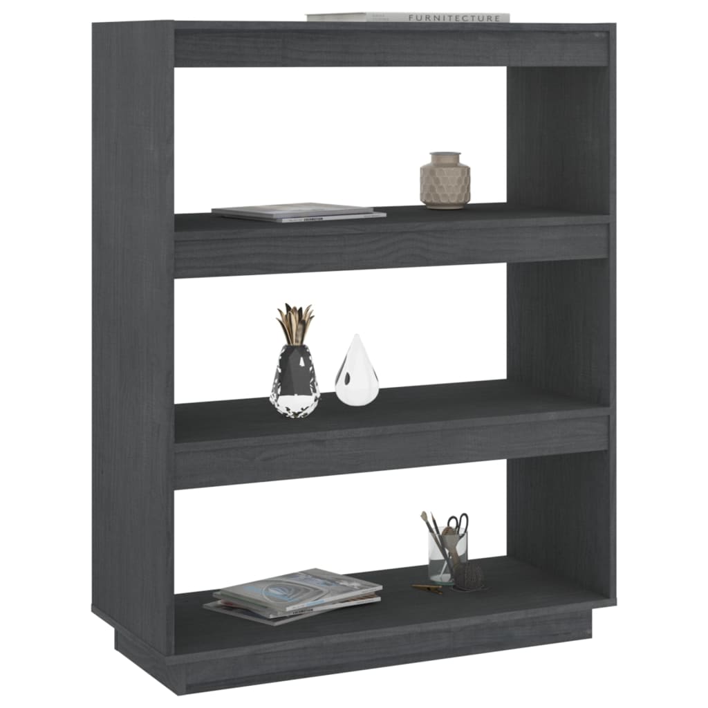 Bücherregal/Raumteiler Grau 80x35x103 cm Massivholz Kiefer - Pazzar.ch
