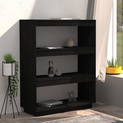 Bücherregal/Raumteiler Schwarz 80x35x103 cm Massivholz Kiefer - Pazzar.ch