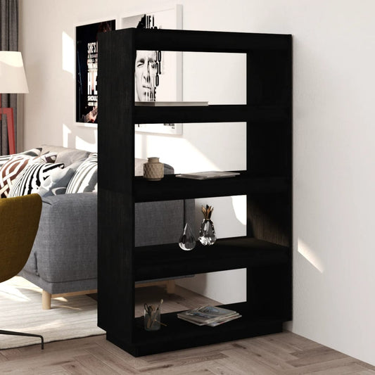 Bücherregal/Raumteiler Schwarz 80x35x135 cm Massivholz Kiefer - Pazzar.ch
