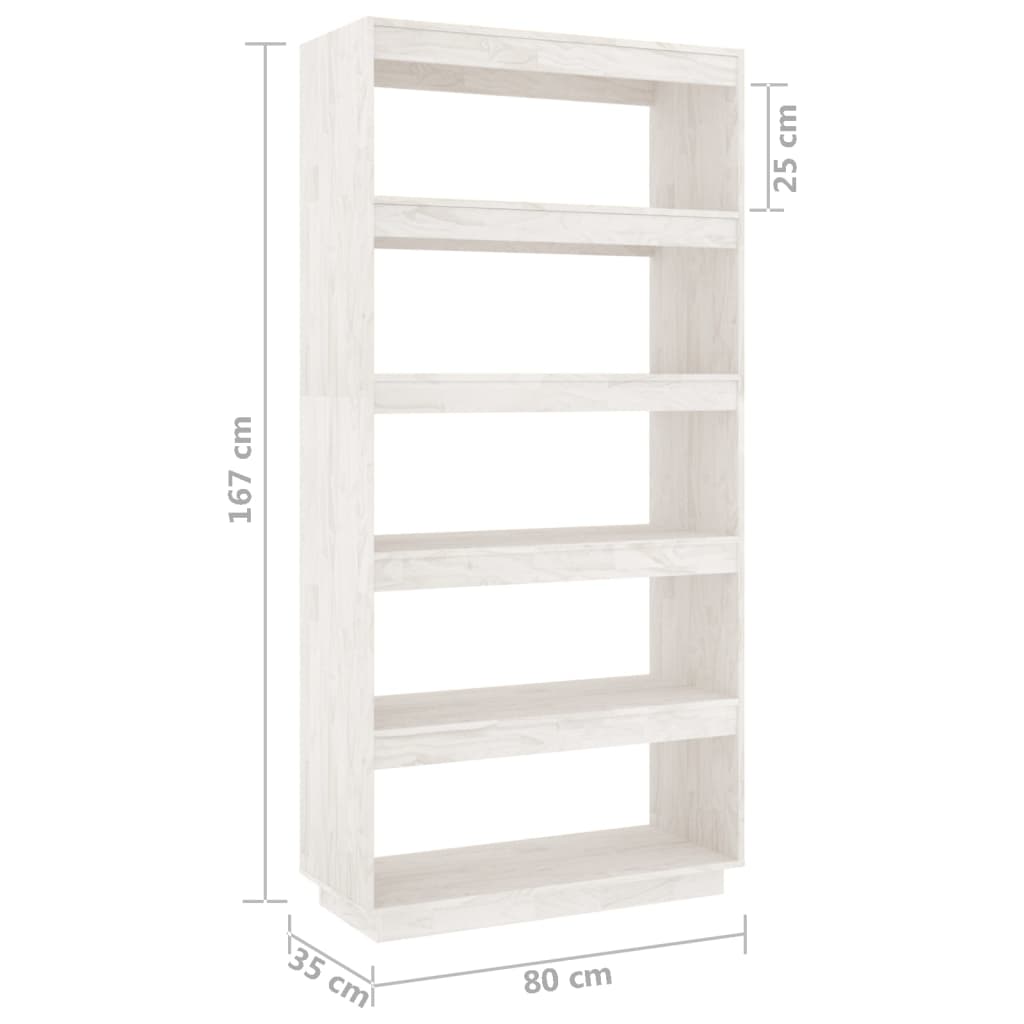 Bücherregal/Raumteiler Weiß 80x35x167 cm Massivholz Kiefer - Pazzar.ch