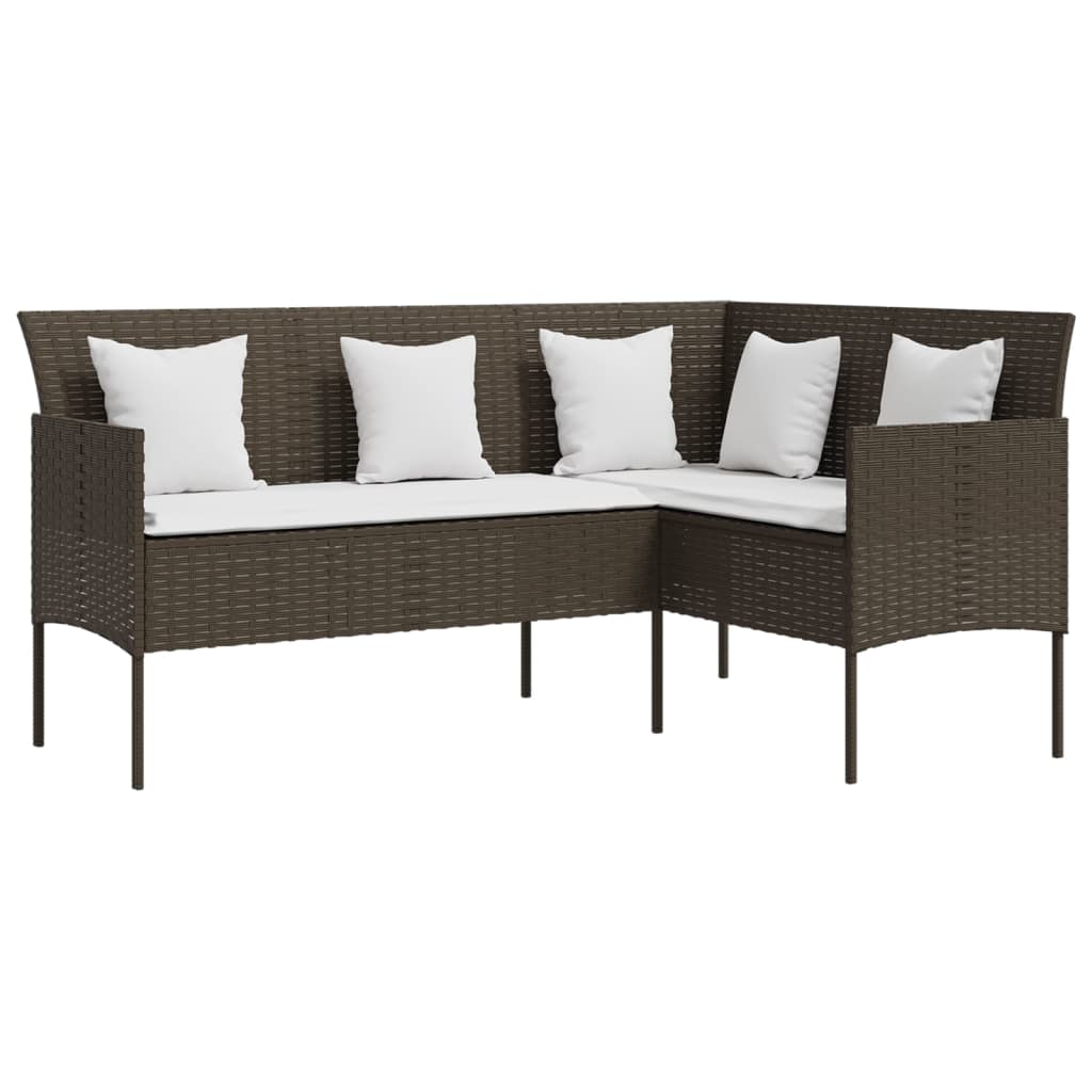 5-tlg. Sofagarnitur in L-Form mit Kissen Poly Rattan Braun - Pazzar.ch