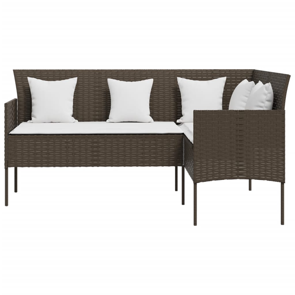 5-tlg. Sofagarnitur in L-Form mit Kissen Poly Rattan Braun - Pazzar.ch