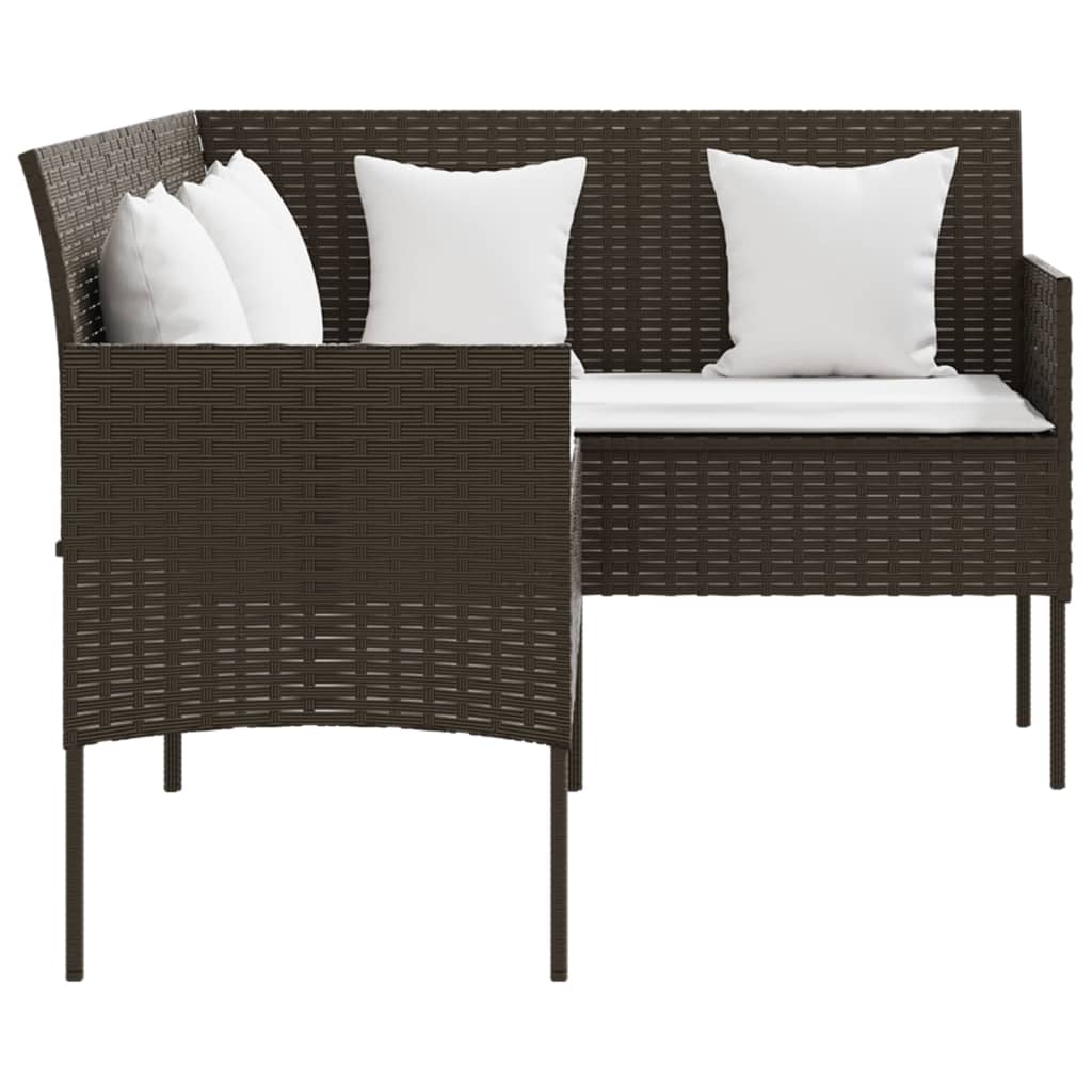 5-tlg. Sofagarnitur in L-Form mit Kissen Poly Rattan Braun - Pazzar.ch
