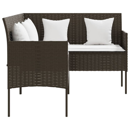 5-tlg. Sofagarnitur in L-Form mit Kissen Poly Rattan Braun - Pazzar.ch