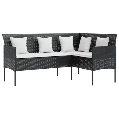 5-tlg. Sofagarnitur in L-Form mit Kissen Poly Rattan Schwarz - Pazzar.ch