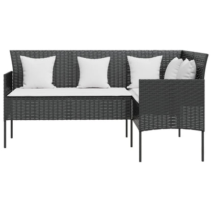 5-tlg. Sofagarnitur in L-Form mit Kissen Poly Rattan Schwarz - Pazzar.ch