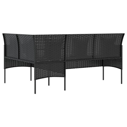 5-tlg. Sofagarnitur in L-Form mit Kissen Poly Rattan Schwarz - Pazzar.ch