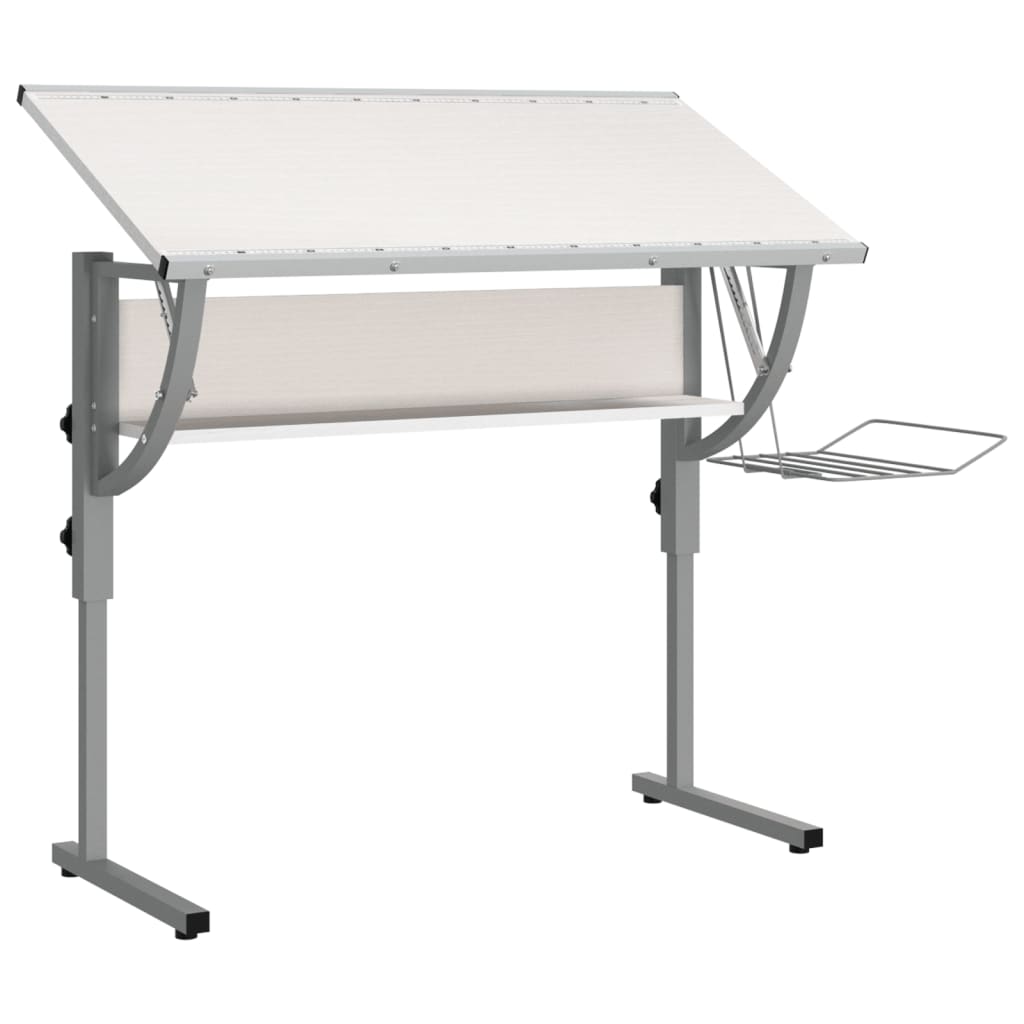 Basteltisch Weiß & Grau 110x53x(58-87) cm Holzwerkstoff & Stahl - Pazzar.ch