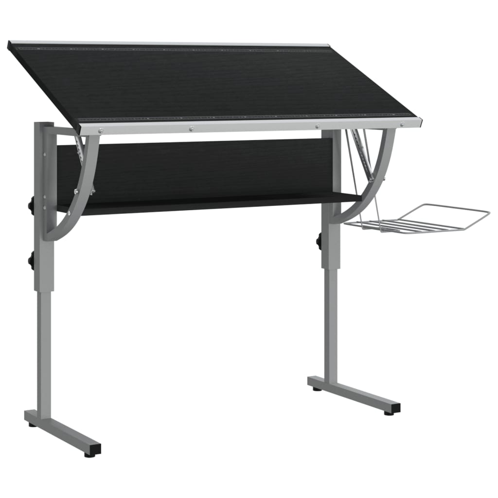 Basteltisch Schwarz & Grau 110x53x(58-87)cm Holzwerkstoff Stahl - Pazzar.ch