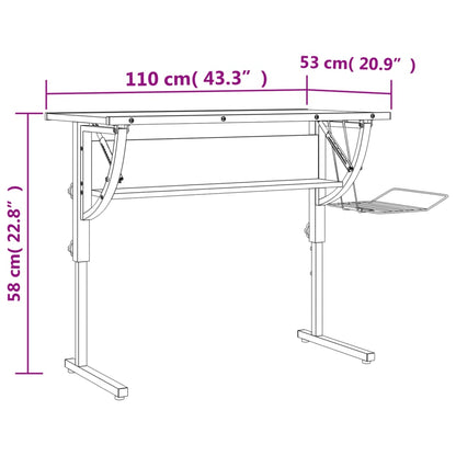Basteltisch Schwarz & Grau 110x53x(58-87)cm Holzwerkstoff Stahl - Pazzar.ch