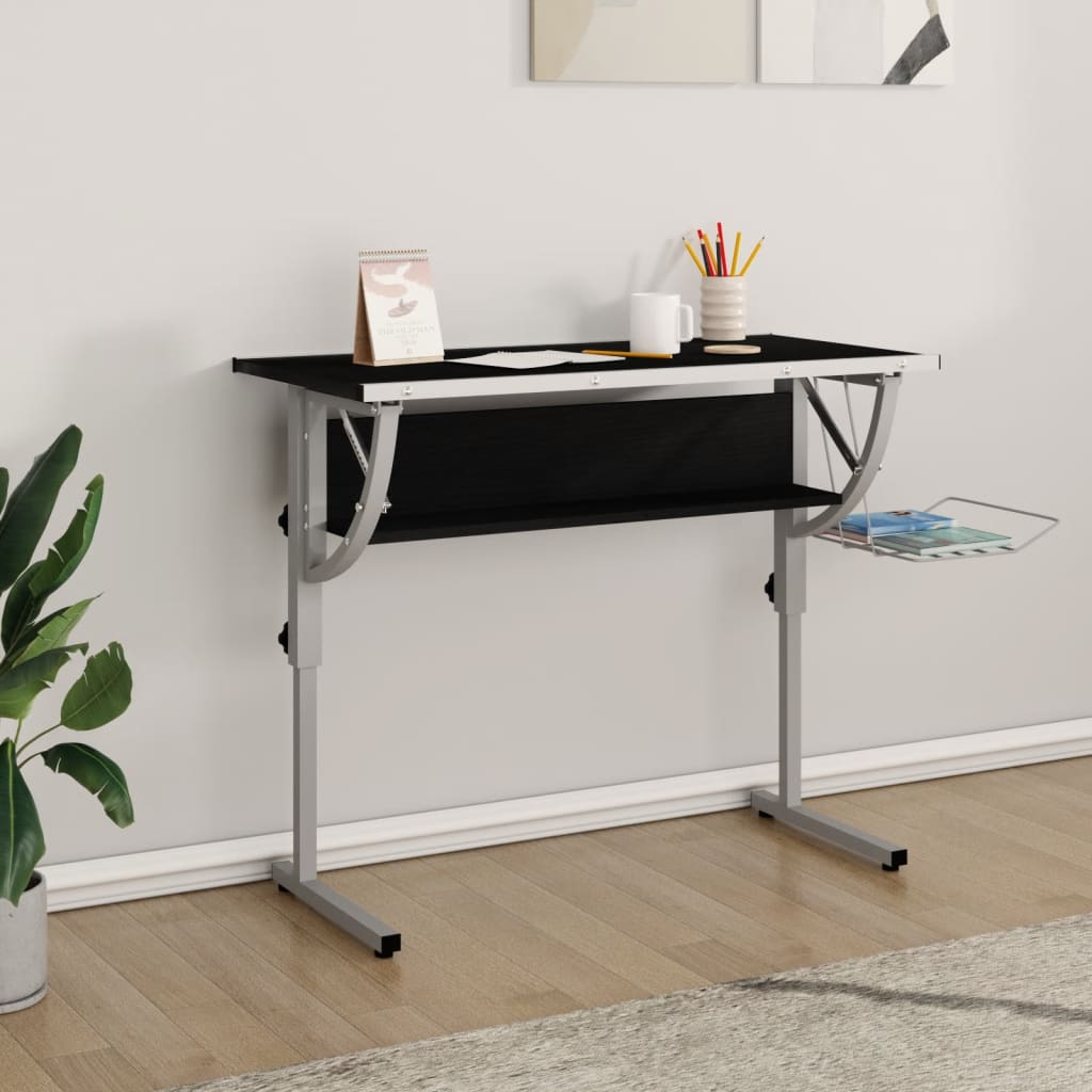 Basteltisch Schwarz & Grau 110x53x(58-87)cm Holzwerkstoff Stahl - Pazzar.ch