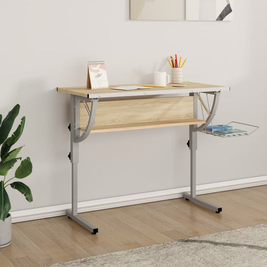 Basteltisch Sonoma Eiche & Grau 110x53x(58-87) cm Holzwerkstoff - Pazzar.ch