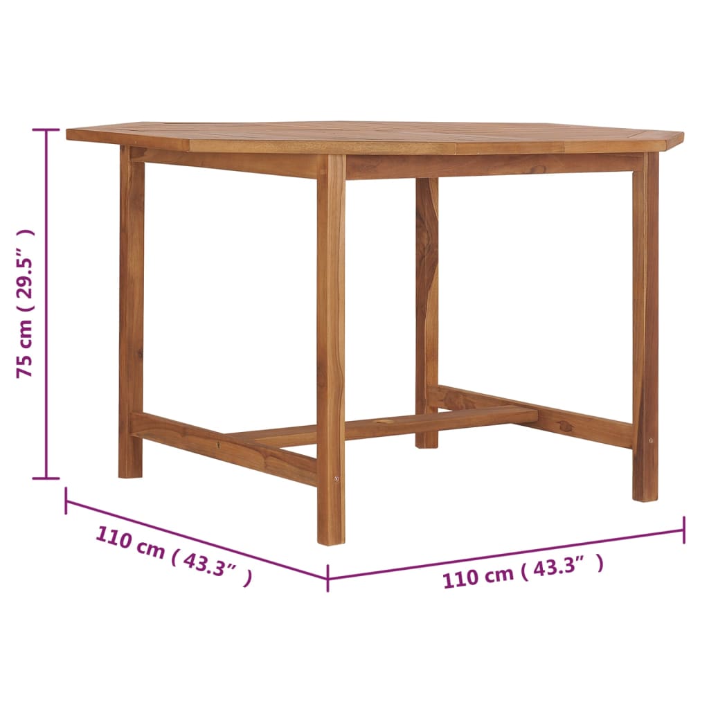 Garten-Esstisch 110x110x75 cm Massivholz Teak - Pazzar.ch