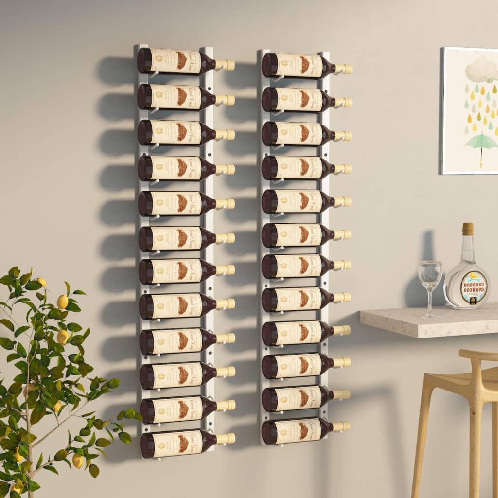 Wand-Weinregal für 12 Flaschen 2 Stk. Weiß Eisen - Pazzar.ch
