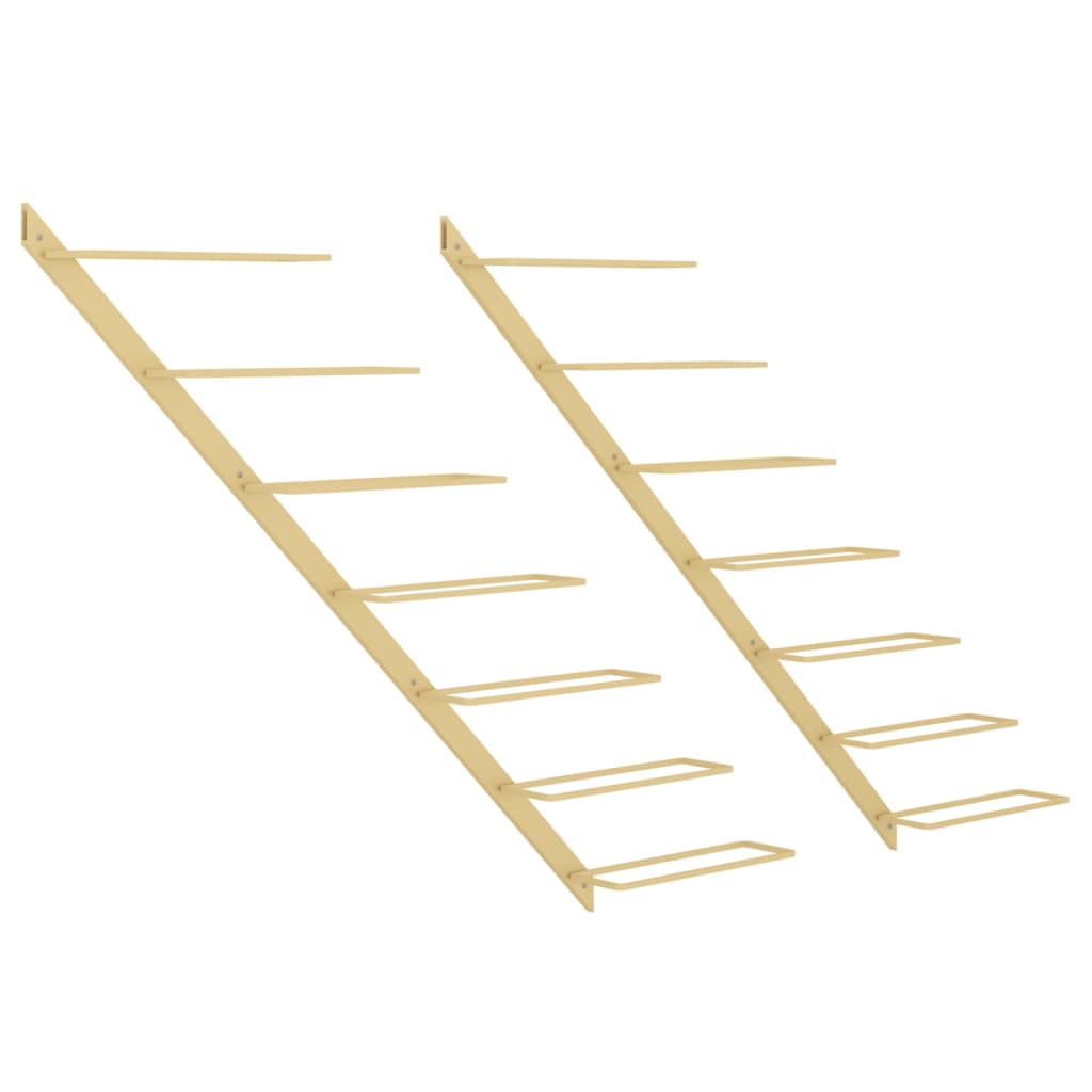 Wand-Weinregale für 7 Flaschen 2 Stk. Golden Metall - Pazzar.ch