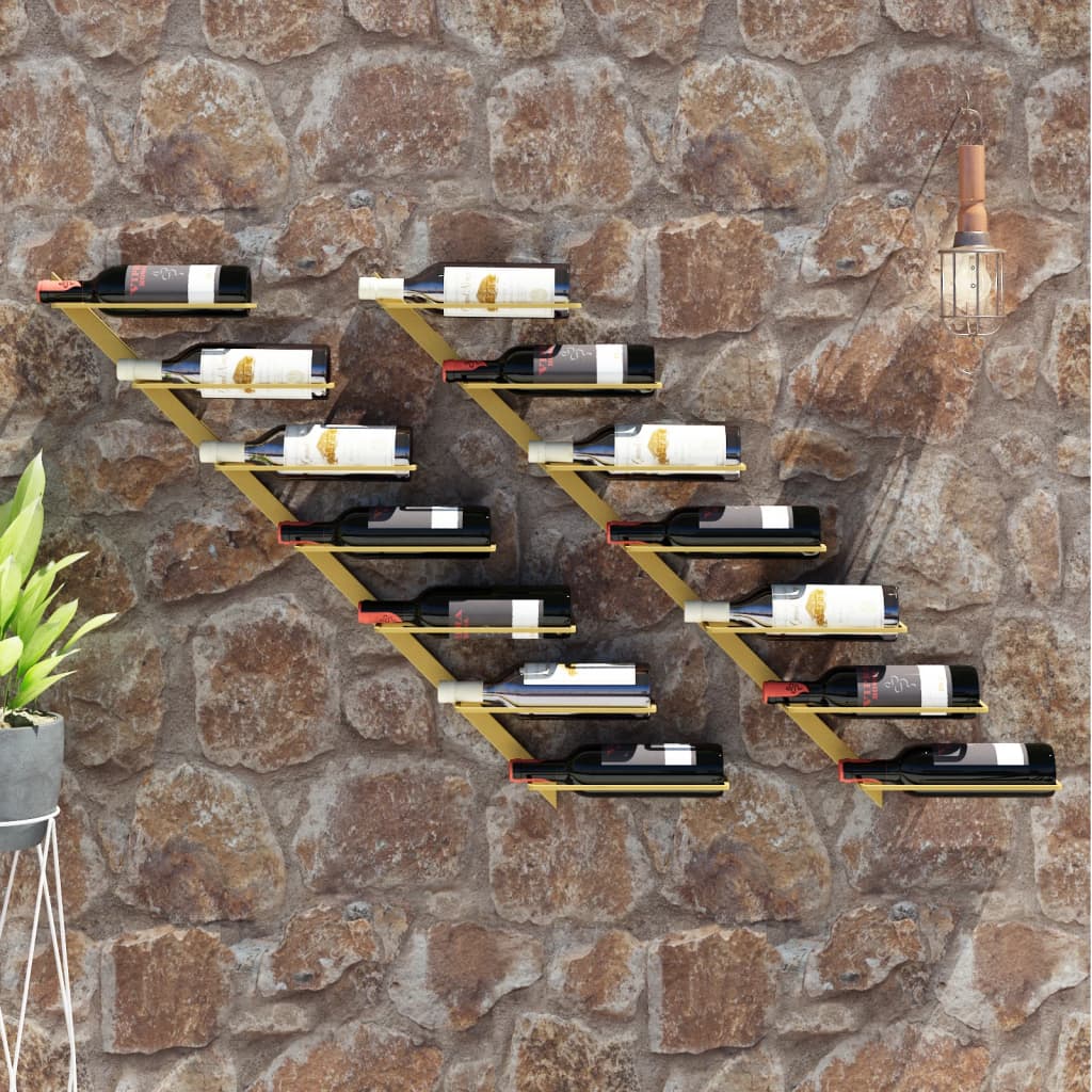 Wand-Weinregale für 7 Flaschen 2 Stk. Golden Metall - Pazzar.ch