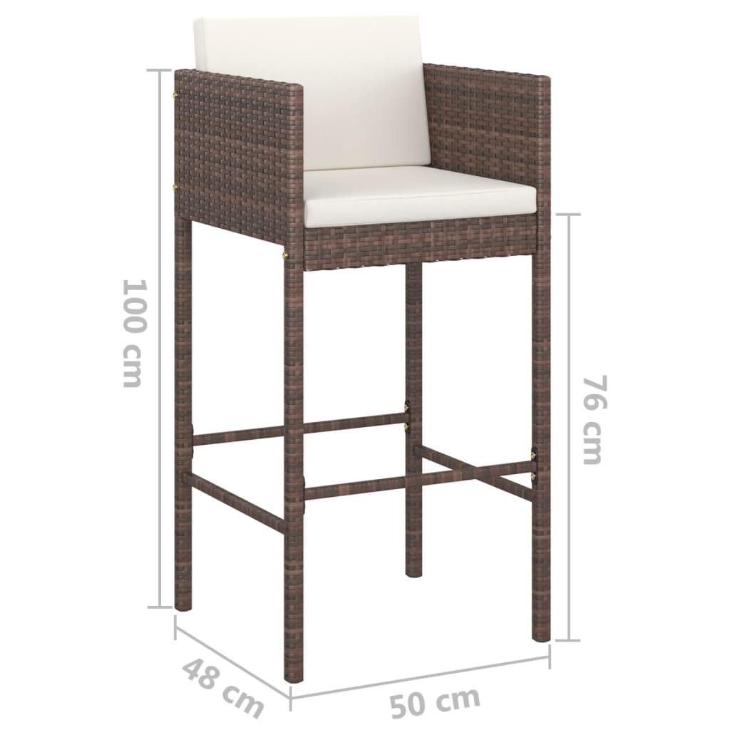 5-tlg. Gartenbar-Set mit Kissen Poly Rattan Braun - Pazzar.ch