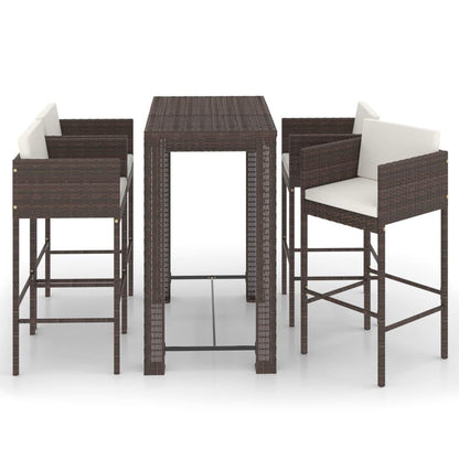 5-tlg. Gartenbar-Set mit Kissen Poly Rattan Braun - Pazzar.ch
