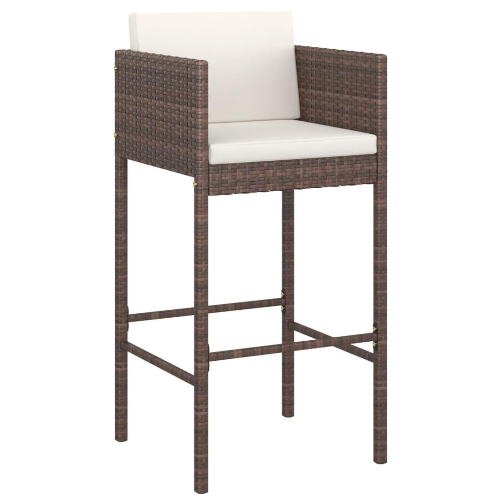 5-tlg. Gartenbar-Set mit Kissen Poly Rattan Braun - Pazzar.ch