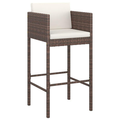 5-tlg. Gartenbar-Set mit Kissen Poly Rattan Braun - Pazzar.ch
