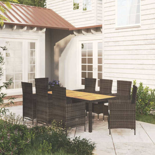 9-tlg. Garten-Essgruppe mit Kissen Poly Rattan Schwarz - Pazzar.ch