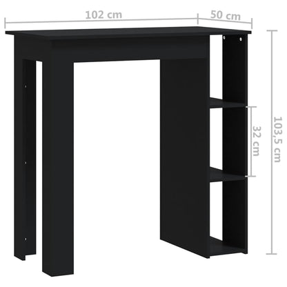 Bartisch mit Regal Schwarz 102x50x103,5 cm Holzwerkstoff - Pazzar.ch