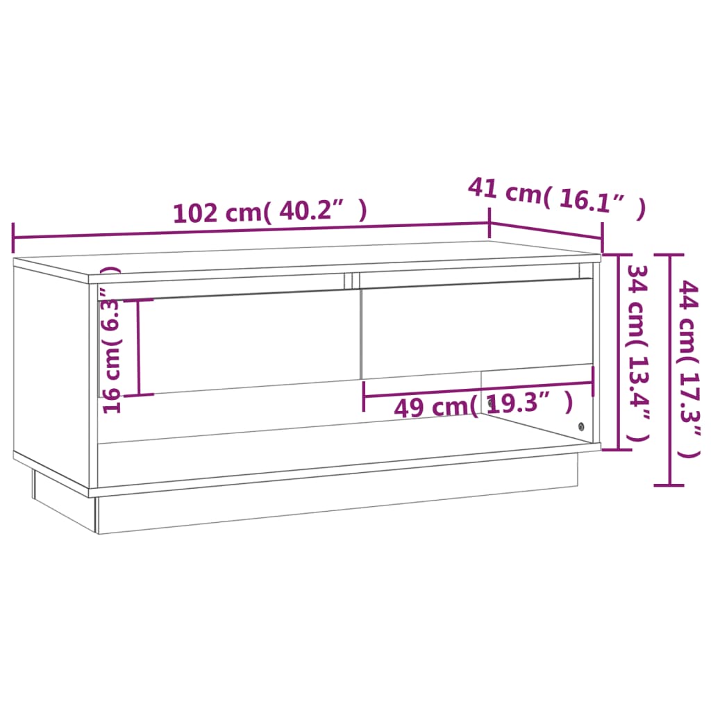 TV-Schrank Sonoma-Eiche 102x41x44 cm Holzwerkstoff - Pazzar.ch