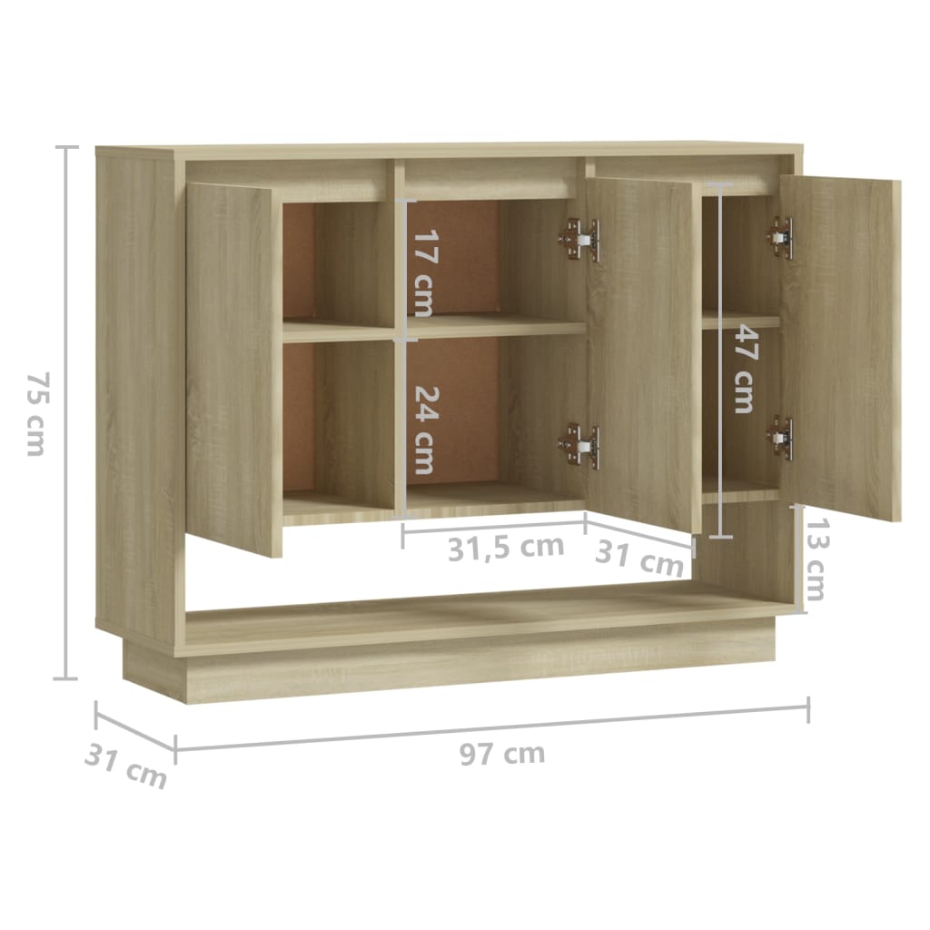 Sideboard Sonoma-Eiche 97x31x75 cm Holzwerkstoff - Pazzar.ch