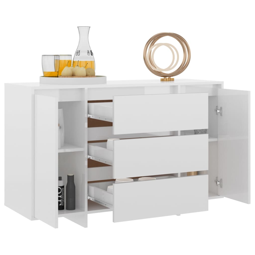 Sideboard 3 Schubladen Hochglanz-Weiß 120x41x75cm Holzwerkstoff - Pazzar.ch