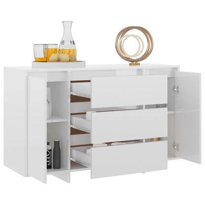 Sideboard 3 Schubladen Hochglanz-Weiß 120x41x75cm Holzwerkstoff - Pazzar.ch