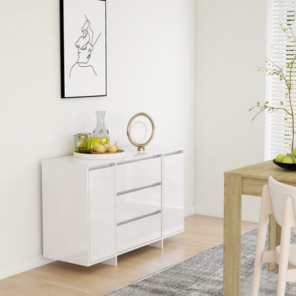 Sideboard 3 Schubladen Hochglanz-Weiß 120x41x75cm Holzwerkstoff - Pazzar.ch