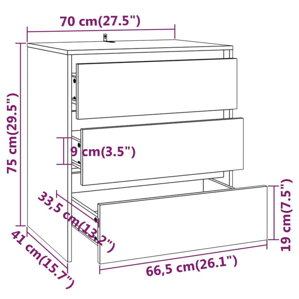 Sideboard Betongrau 70x41x75 cm Holzwerkstoff - Pazzar.ch