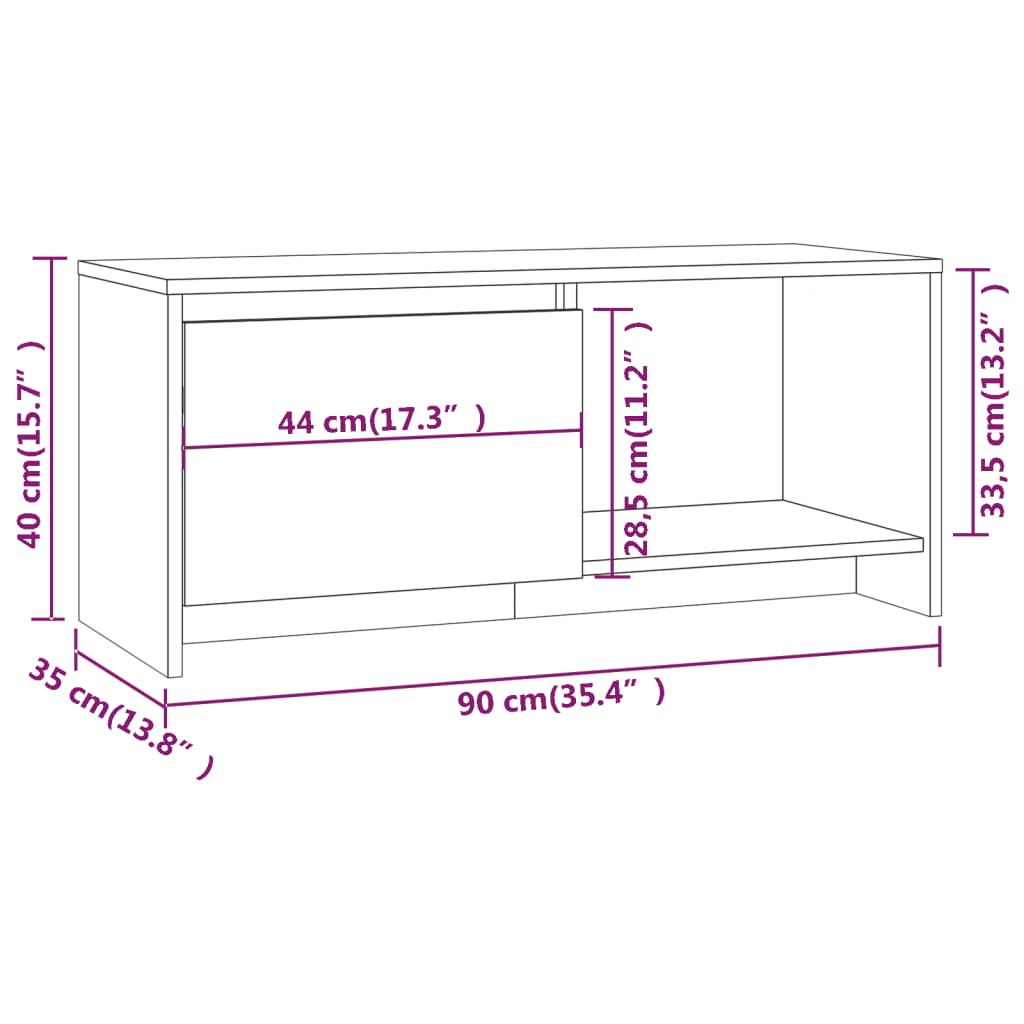 TV-Schrank Betongrau 90x35x40 cm Holzwerkstoff - Pazzar.ch