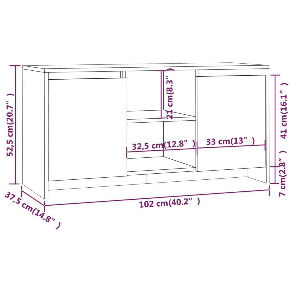 TV-Schrank Sonoma-Eiche 102x37,5x52,5 cm Holzwerkstoff