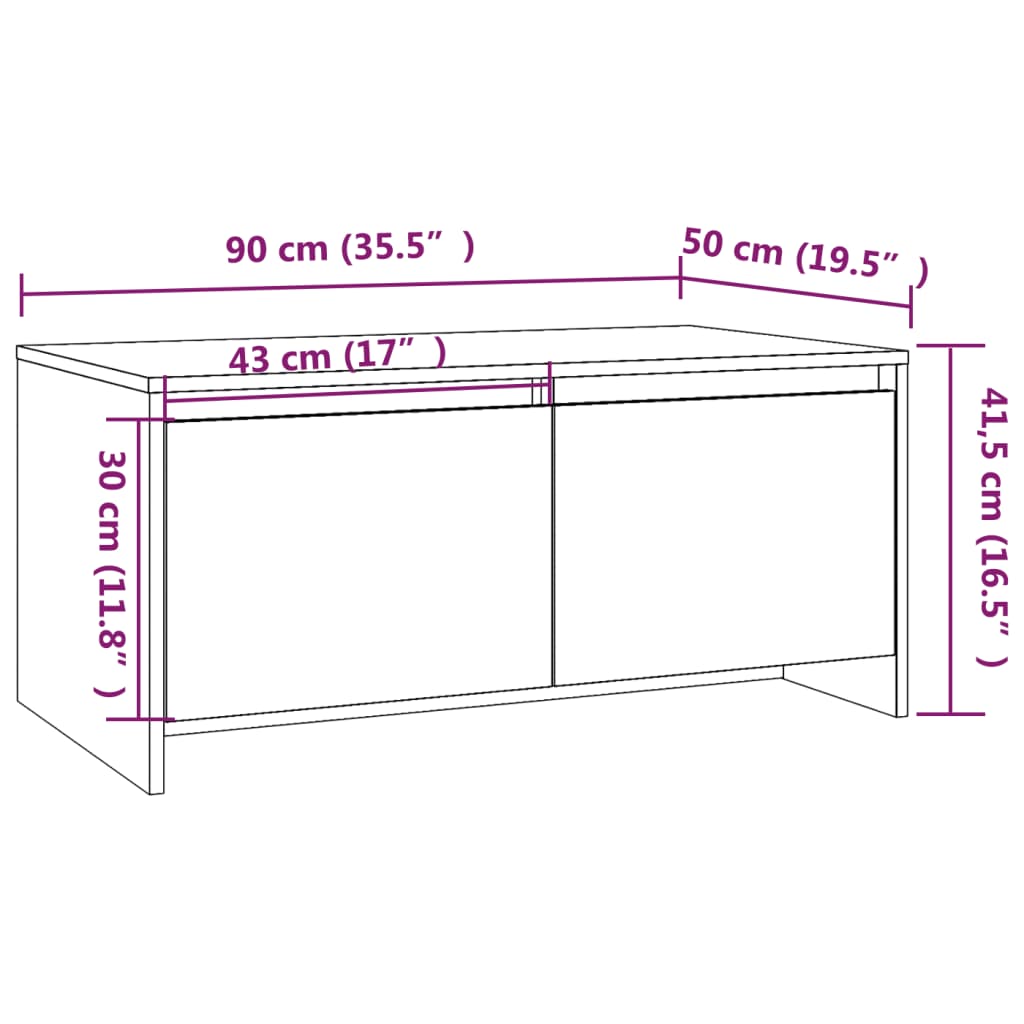 Couchtisch Schwarz 90x50x41,5 cm Holzwerkstoff - Pazzar.ch