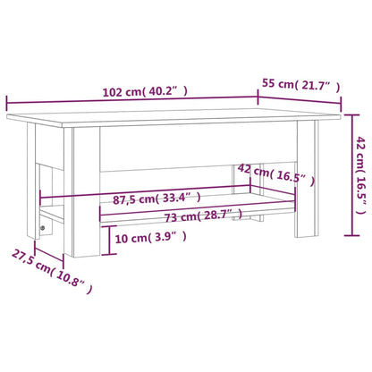 Couchtisch Sonoma-Eiche 102x55x42 cm Holzwerkstoff - Pazzar.ch