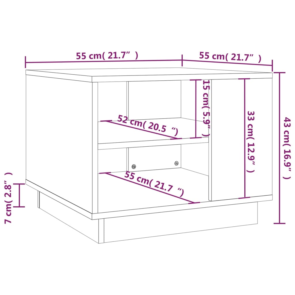 Couchtisch Betongrau 55x55x43 cm Holzwerkstoff - Pazzar.ch
