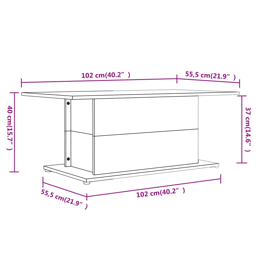 Couchtisch Sonoma-Eiche 102x55,5x40 cm Holzwerkstoff - Pazzar.ch