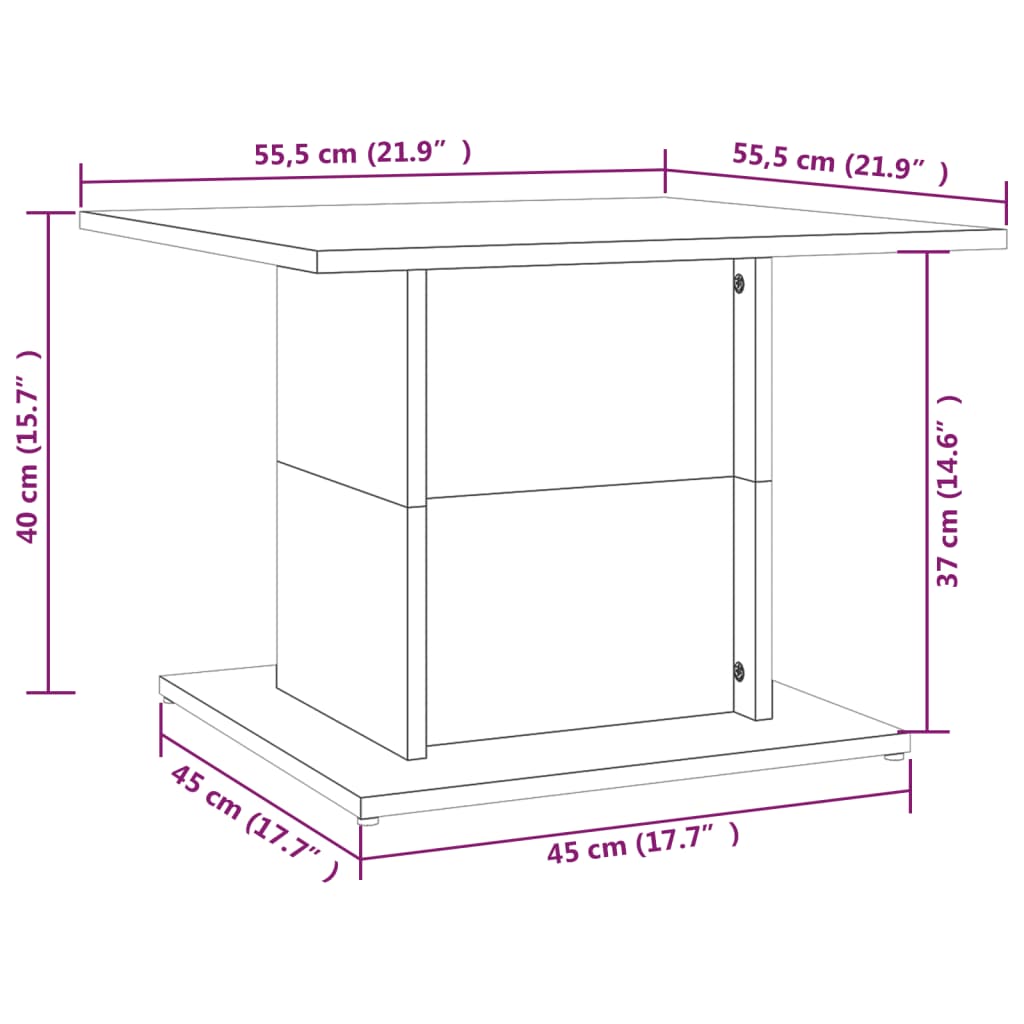 Couchtisch Sonoma-Eiche 55,5x55,5x40 cm Holzwerkstoff - Pazzar.ch