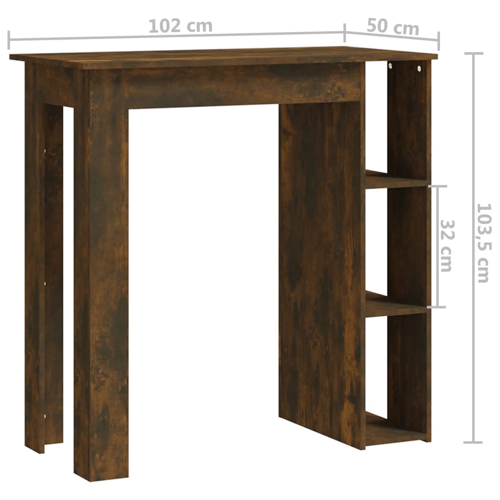 Bartisch mit Regal Räuchereiche 102x50x103,5 cm Holzwerkstoff - Pazzar.ch