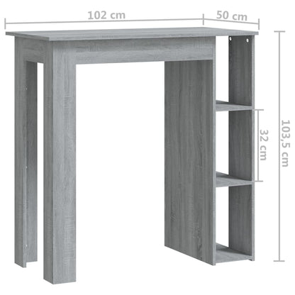 Bartisch mit Regal Grau Sonoma 102x50x103,5 cm Holzwerkstoff - Pazzar.ch