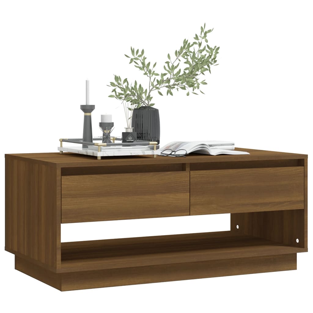 Couchtisch Braun Eiche-Optik 102,5x55x44 cm Holzwerkstoff - Pazzar.ch