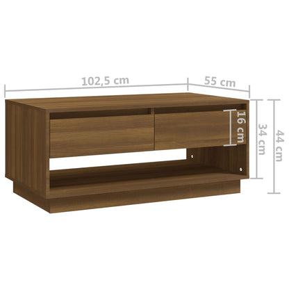 Couchtisch Braun Eiche-Optik 102,5x55x44 cm Holzwerkstoff - Pazzar.ch