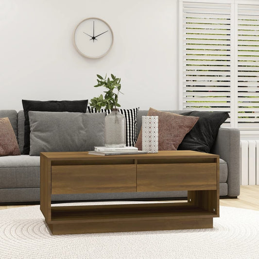 Couchtisch Braun Eiche-Optik 102,5x55x44 cm Holzwerkstoff - Pazzar.ch