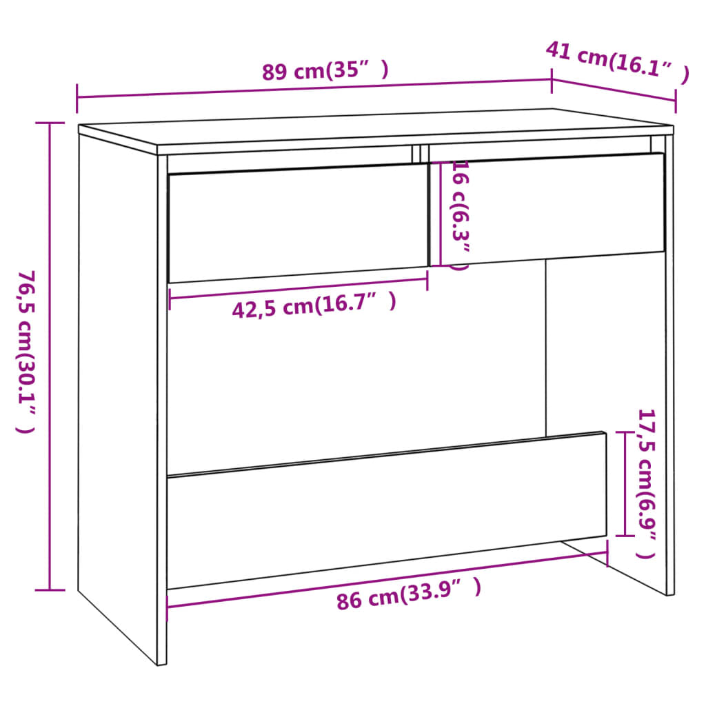 Konsolentisch Räuchereiche 89x41x76,5 cm Holzwerkstoff