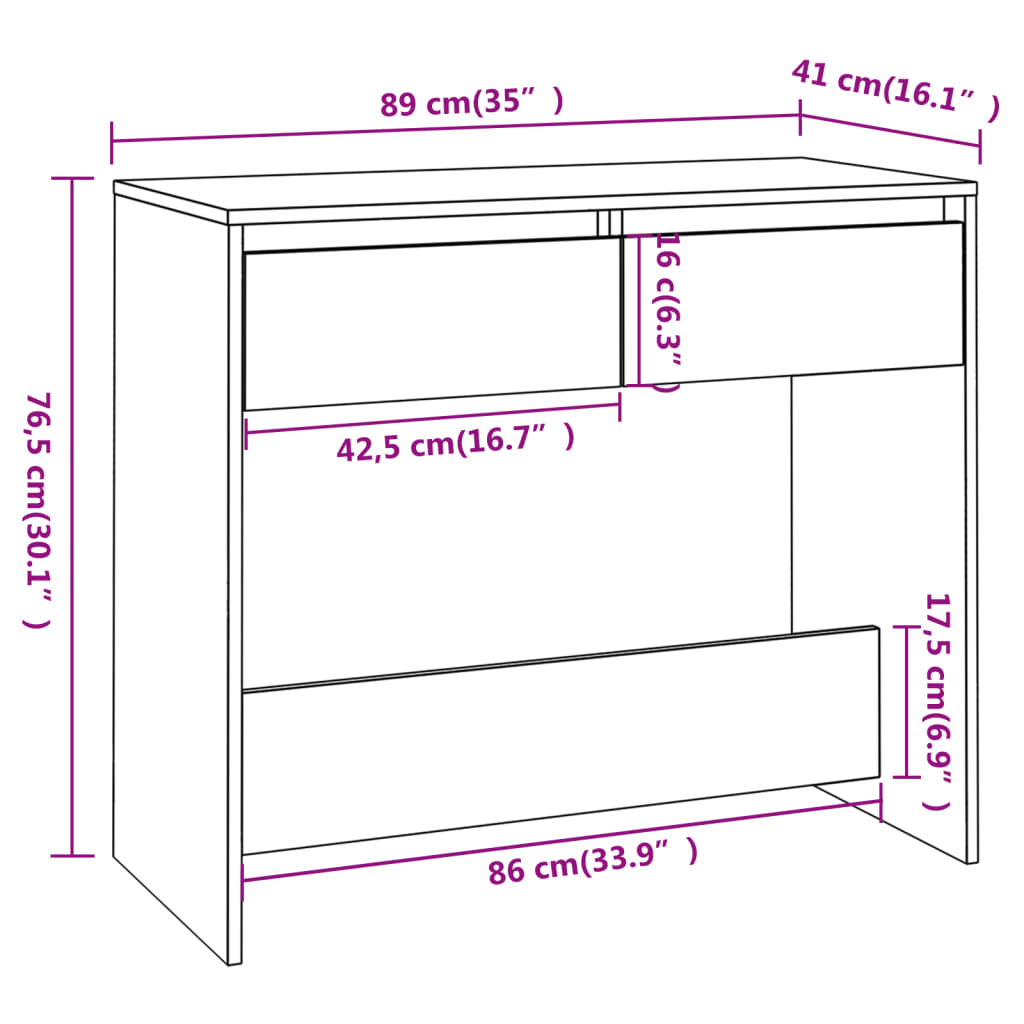 Konsolentisch Grau Sonoma 89x41x76,5 cm Holzwerkstoff - Pazzar.ch