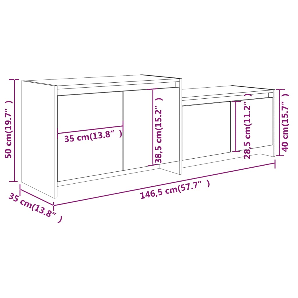 TV-Schrank Eichen-Optik Braun 146,5x35x50 cm Holzwerkstoff - Pazzar.ch