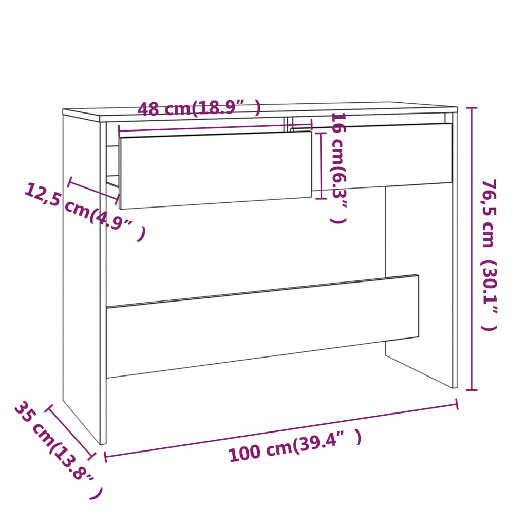 Konsolentisch Braun Eichen-Optik 100x35x76,5 cm Holzwerkstoff - Pazzar.ch