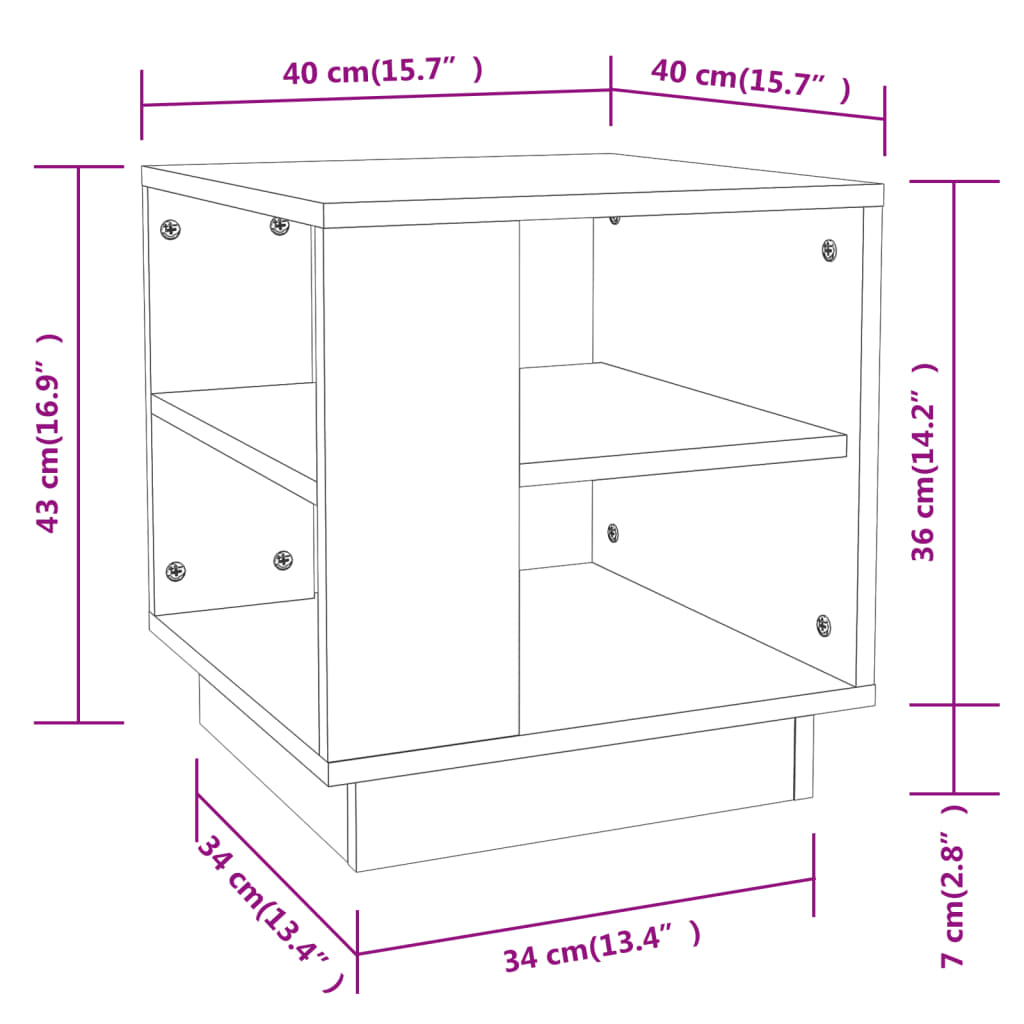 Couchtisch Braun Eichen-Optik 40x40x43 cm Holzwerkstoff - Pazzar.ch