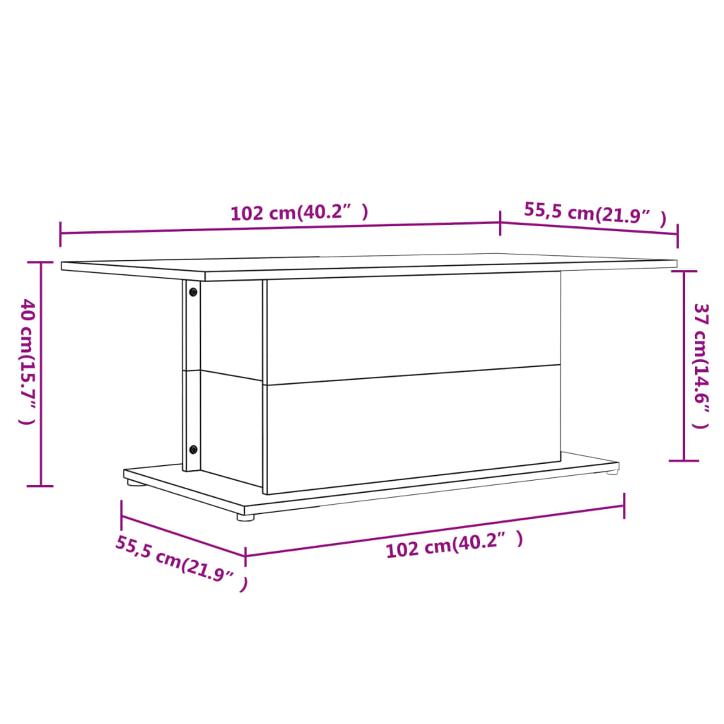 Couchtisch Braun Eiche 102x55,5x40 cm Holzwerkstoff - Pazzar.ch